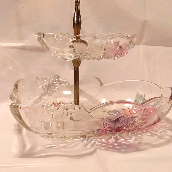Vintage Mikasa Crystal Heart 2 Tier Dessert Tower - Picture 4 of 8